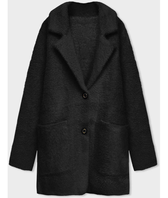 Krátky vlnený dámsky kabát alpaka MODA7108-1 čierny