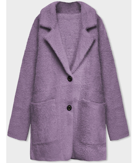 Krátky vlnený dámsky kabát alpaka MODA7108-1 fialový