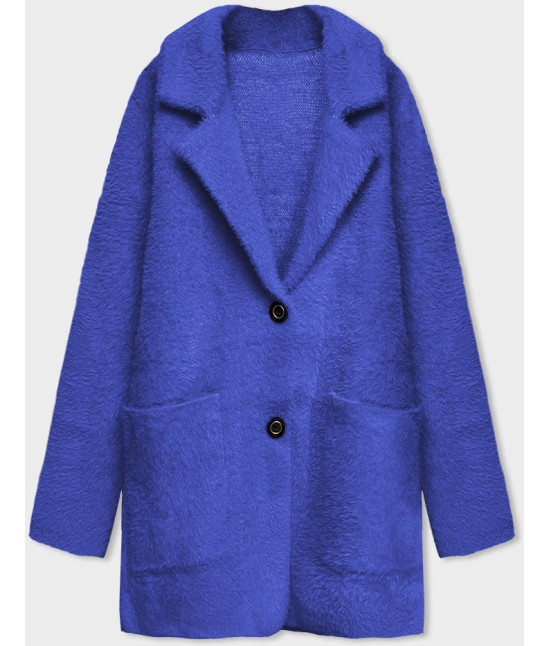 Krátky vlnený dámsky kabát alpaka MODA7108-1 modrý