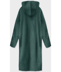 Dlhý vlnený kabát alpaka s kapucňou MODA105-1 zelený