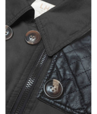 Dámsky kabát z kombinovaných materiálov MODA206 čierny
