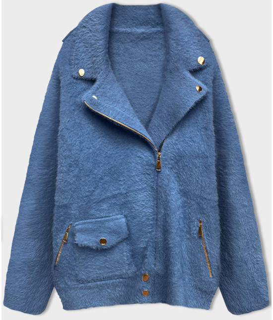 Krátky vlnený kabát MODA553 modrý 2