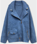 Krátky vlnený kabát MODA553 modrý 2