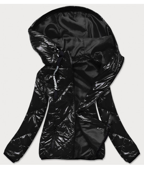 Dámska jesenná bunda s kapucňou MODA9776 čierna veľkosť  4XL