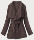 Dámsky minimalistický kabát MODA758 čokoládový