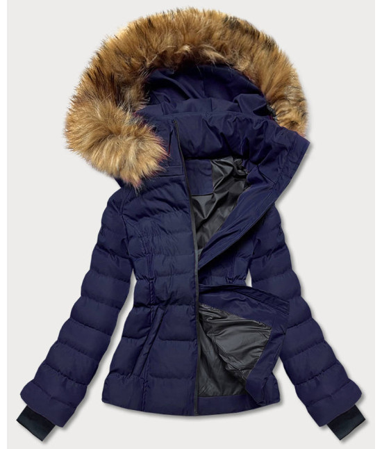 Krátka dámska zimná bunda MODA768 tmavomodrá