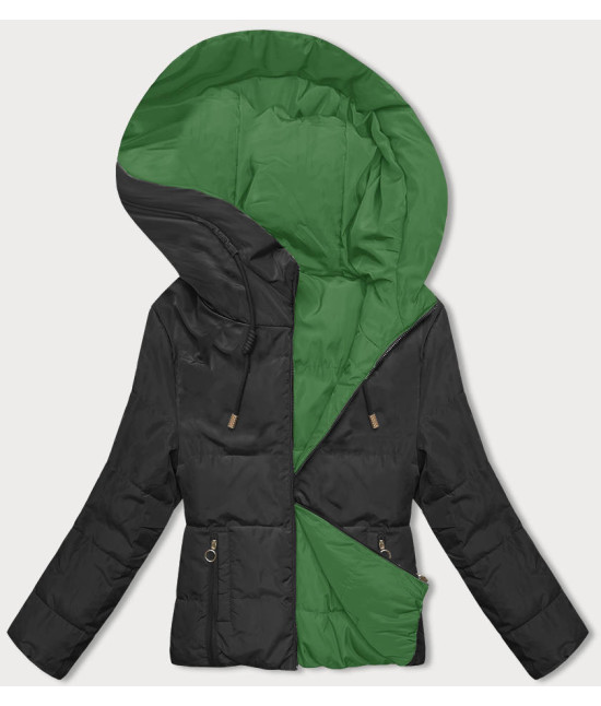 Obojstranná prechodná bunda s kapucňou MODA8181 čierno-zelená