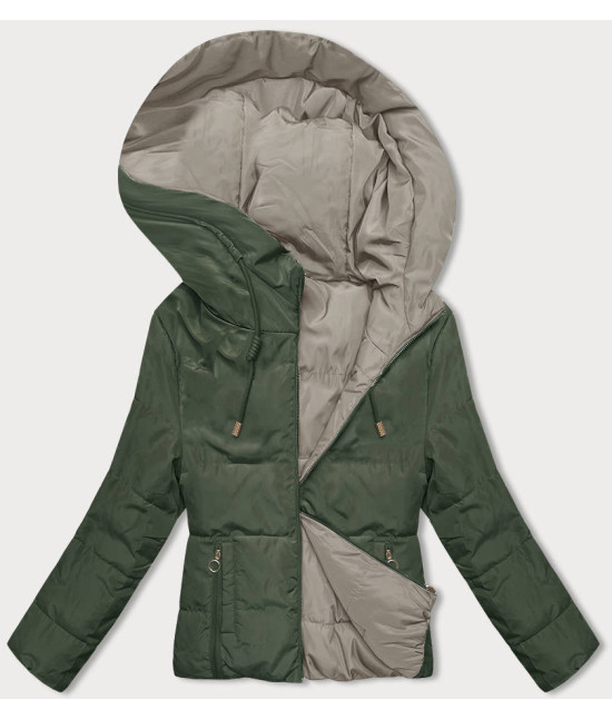 Obojstranná prechodná bunda s kapucňou MODA8181 khaki-béžová