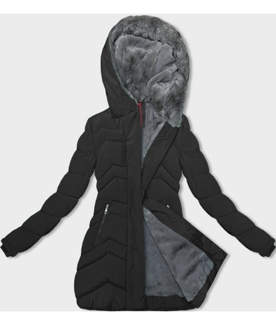 Dámska zimná bunda s kožúškom MODA3023 čierna