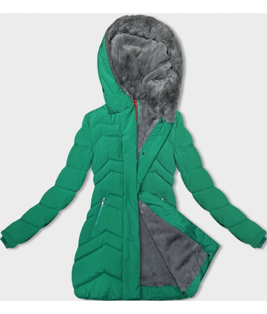 Dámska zimná bunda s kožúškom MODA3023 zelena