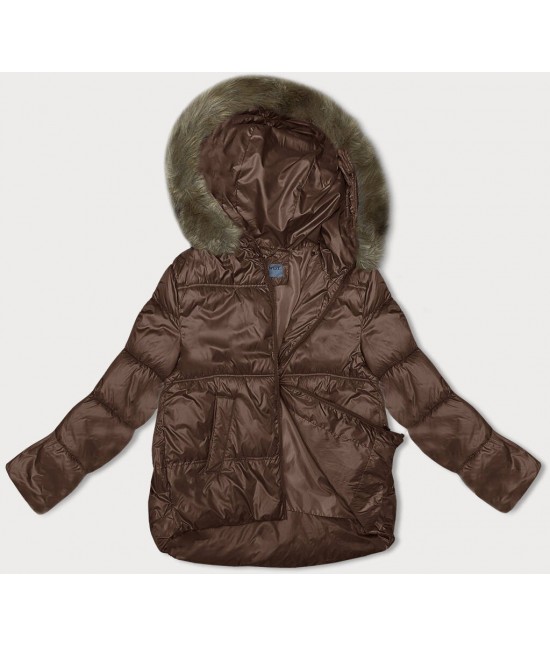 Dámska zimná bunda s kapucňou MODA8205BIG hneda