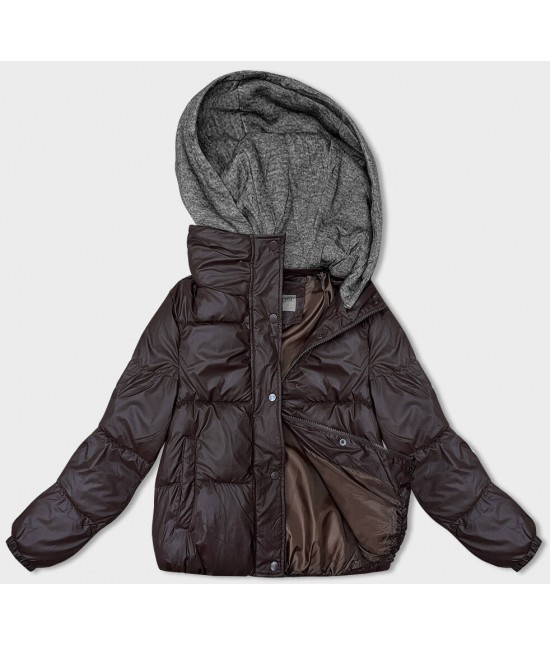 Dámska zimná bunda s teplákovou kapucňou MODA8213 hneda