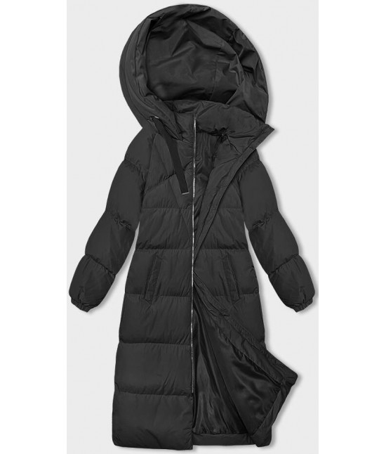 Dlhá hrubá dámska zimná bunda s kapucňou MODA3163 čierna