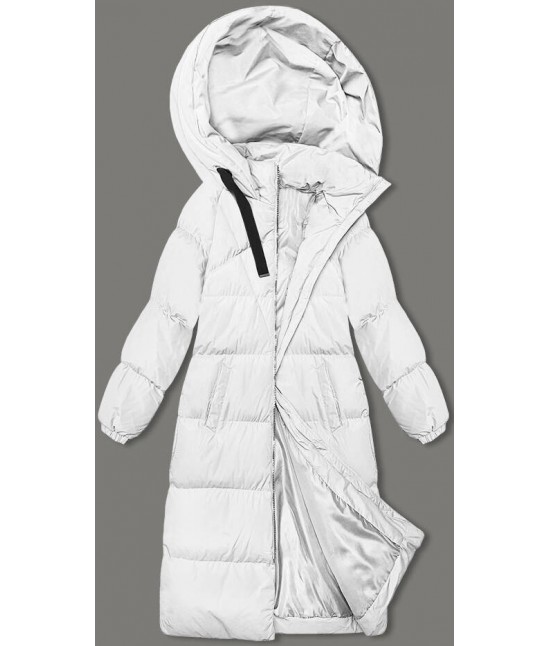 Dlhá hrubá dámska zimná bunda s kapucňou MODA3163 biela