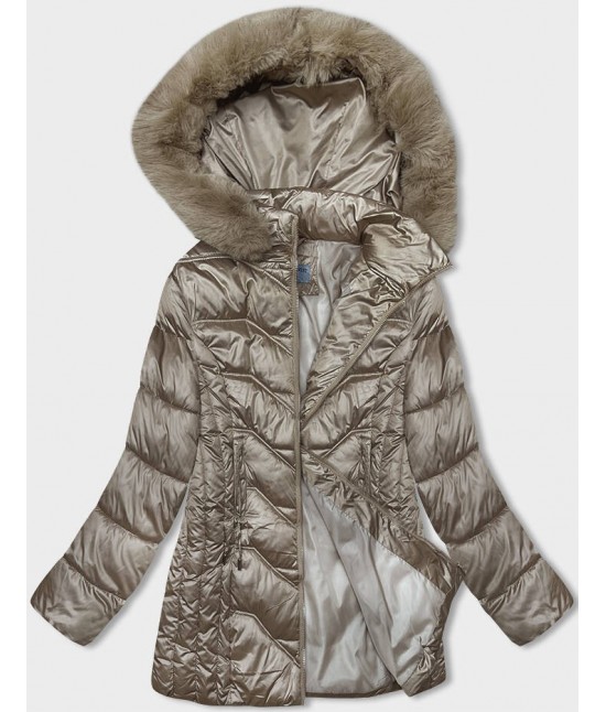 Dámska zimná bunda s kapucňou MODA8200BIG cappuccino