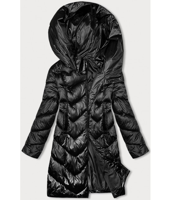 Dámska zimná bunda s asymetrickým zipsom MODA8167BIG čierna