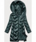 Dámska zimná bunda s asymetrickým zipsom MODA8167BIG tmavozelená