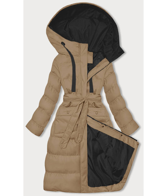 Dlhá dámska zimná bunda MODA3178 béžová velkost L