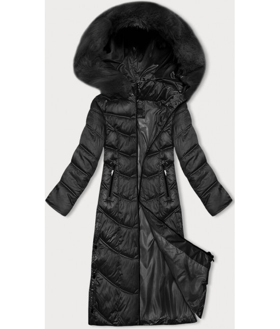 Dlha dámska zimná bunda s kapucňou S'west MODA8198 čierna