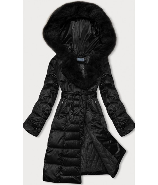 Dámska zimná bunda s opaskom S'WEST MODA8195 čierna