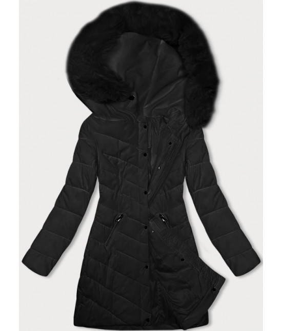 Prešívaná dámska zimná bunda s kapucňou LHD MODA057 čierna