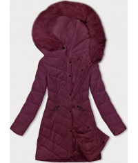 Prešívaná dámska zimná bunda s kapucňou LHD MODA057 bordová