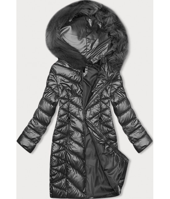 Pikowana zimowa kurtka damska J Style grafitowa (16M9100-105)