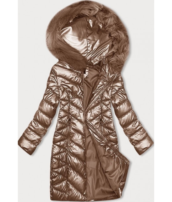 Pikowana zimowa kurtka damska J Style karmelowa (16M9100-84)