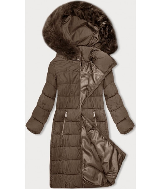 Dámska zimná bunda s kapucňou MODA9126 béžová