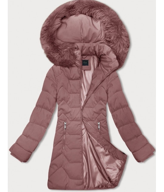 Dámska zimná bunda s kapucňou MODA9121 ružová