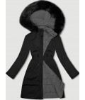 Dámska bunda s kapucňou MODA9159 čierno-šedá