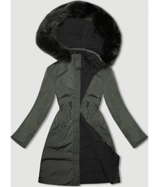 Dámska bunda s kapucňou MODA9159 army-čierna
