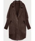 Dlhý vlnený dámsky kabát alpaka MODA7108 hnedý