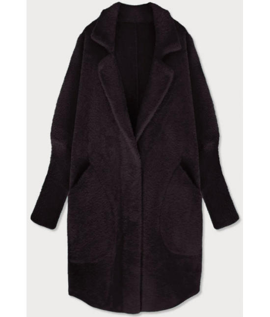 Dlhý vlnený dámsky kabát alpaka MODA7108 baklažánový