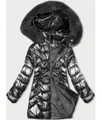 Dámska zimná bunda s kapucňou MODA9122 tmavošedá