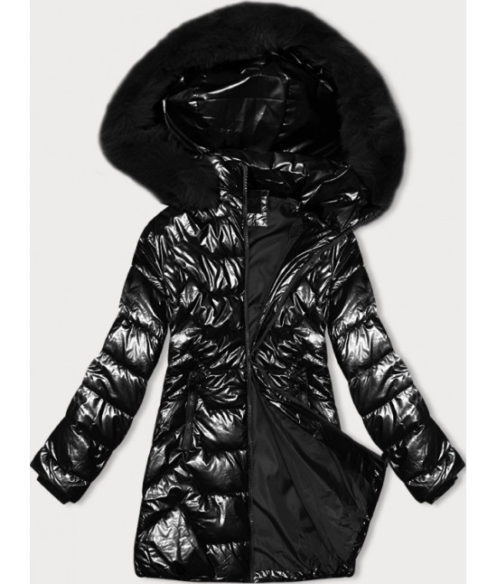 Taliowana kurtka zimowa z kapturem J Style czarna (16M9122-392)