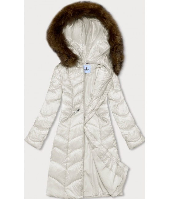 Dámska dlhá zimná bunda MODA2201 ecru