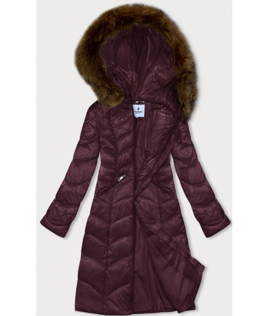 Dámska dlhá zimná bunda MODA2201 bordová