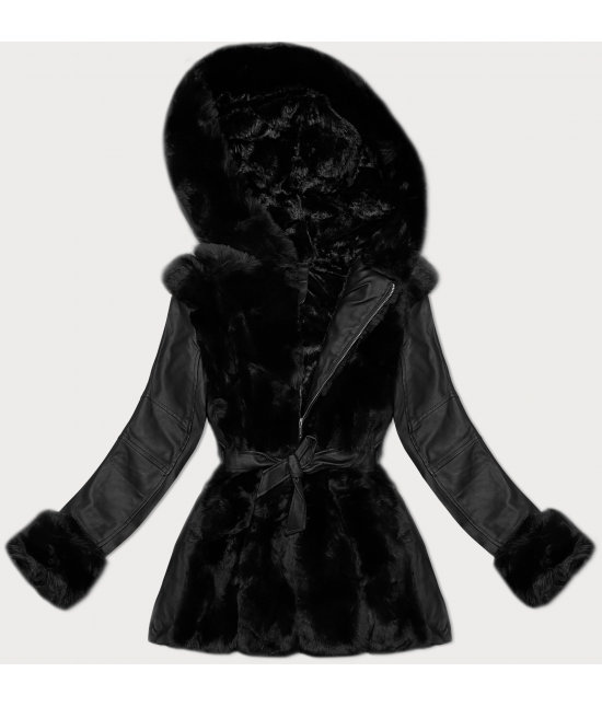 Dámska koženková bunda MODA8076 čierna