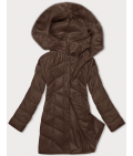 Dámska zimná bunda s kapucňou MODA898 camel
