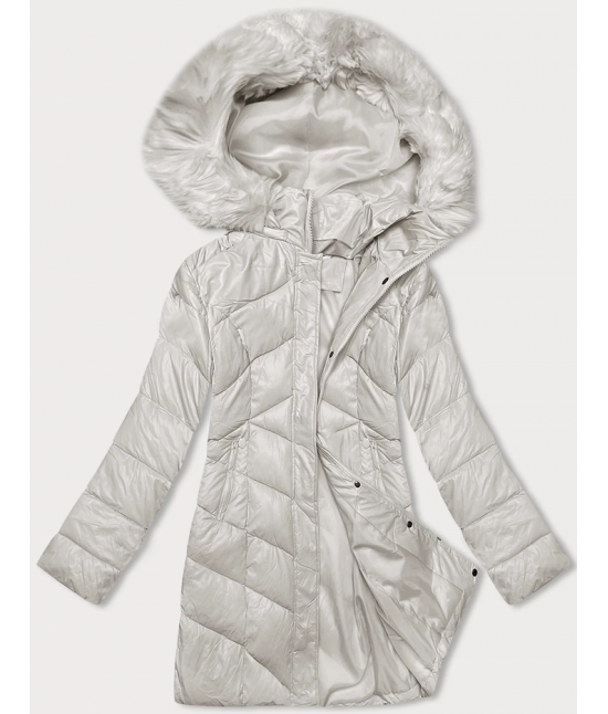 Dámska zimná bunda s kapucňou MODA898 ecru
