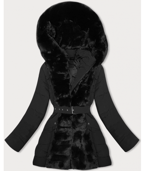 Dámska zimná bunda s kožúškom MODA8096 čierna