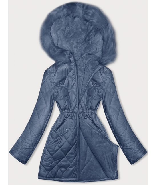Dámska obojstranná zimná bunda MODA897 modrá