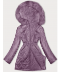 Dwustronna kurtka damska pikowana - futro różowa (H-897-38)