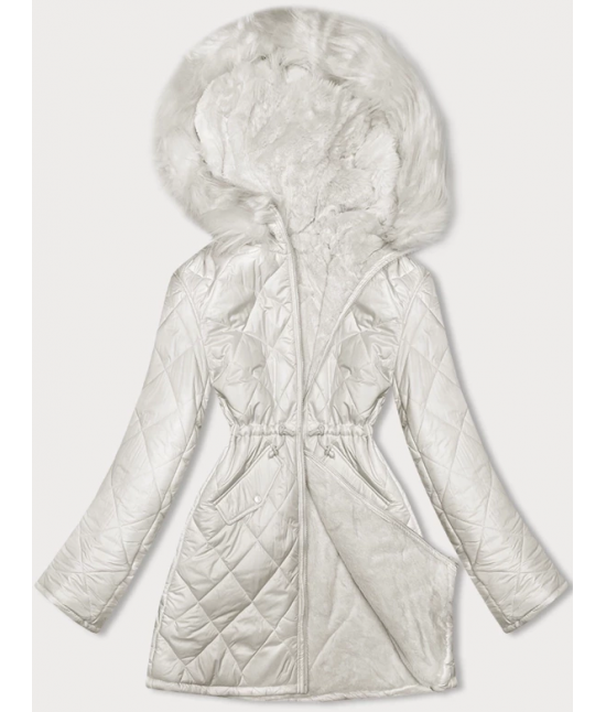 Dámska obojstranná zimná bunda MODA897 ecru