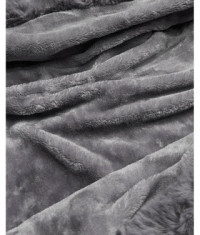 Damska kurtka jeansowa na futrzanej podszewce czarny/szary (R8068-109)
