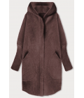 Dlhý dámsky vlnený kabát alpaka MODA908 hnedý