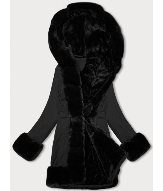 Dámska zimná bunda s kožuškom MODA8089 čierna
