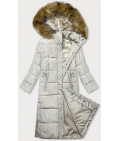 Dlhá dámska zimná bunda s kapucňou MODA726 ecru