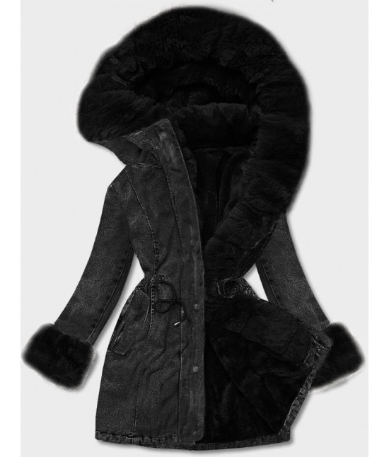 Dámska jeansová zimná bunda MODA8068 čierna